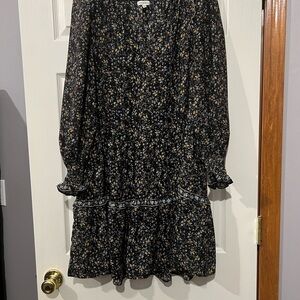 Max studio Floral Black Dress with Ruffle Details